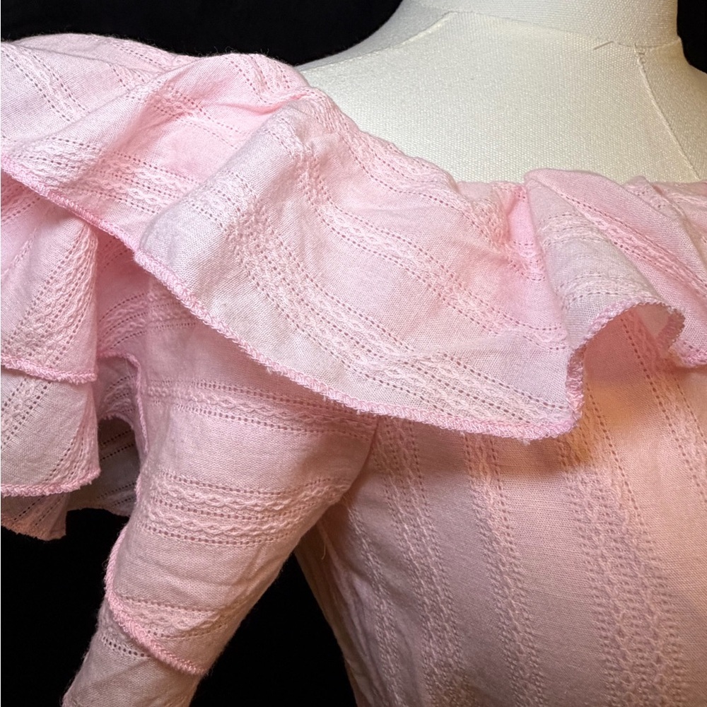 NWT - Pink Off-the-shoulder Smocked Mini Dress. Size Small. - Picture 3 of 9